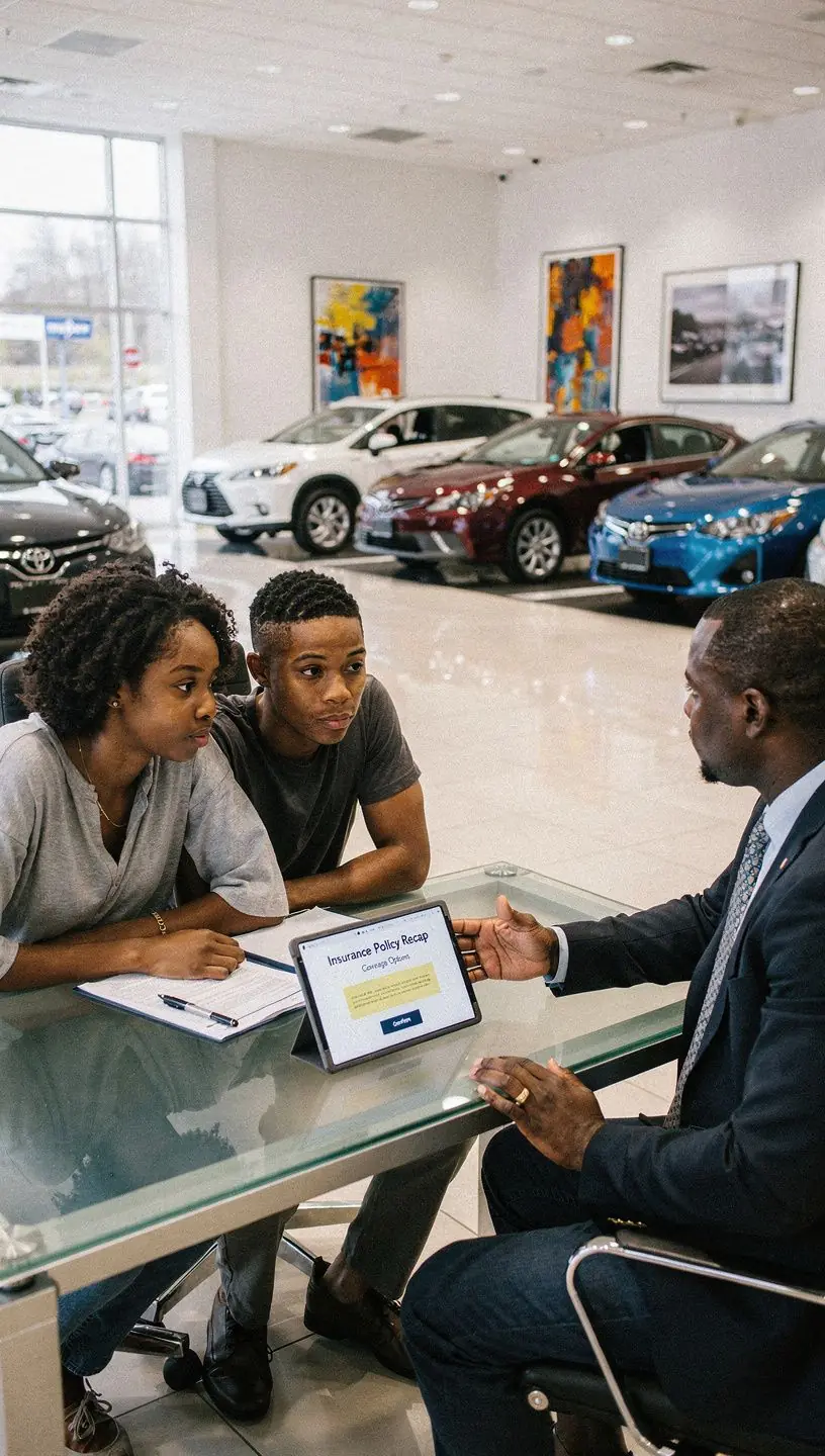 Grafika przedstawiająca różne rodzaje ubezpieczeń samochodowych, w tym ochronę kierowcy i planowanie budżetu.