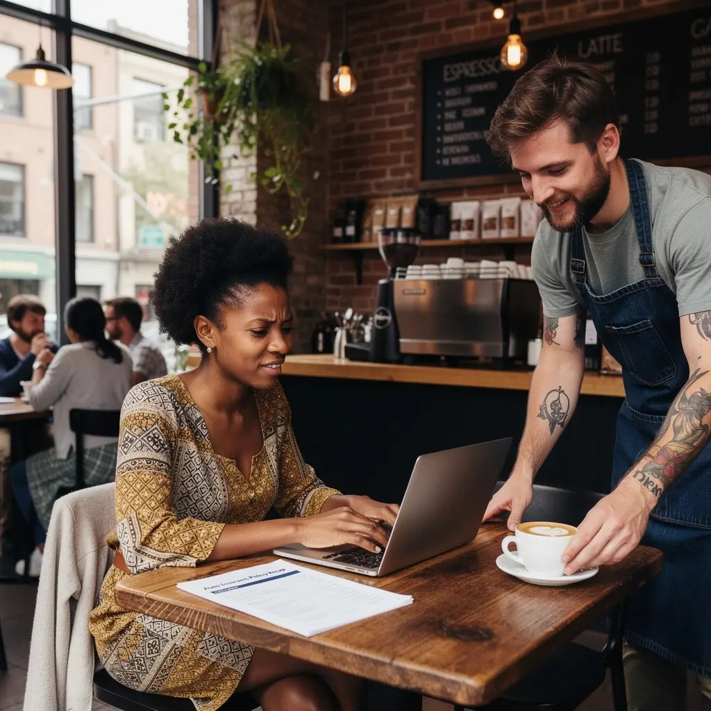 Stół z dokumentami dotyczącymi ubezpieczenia samochodowego, na którym znajdują się wykresy i notatki dotyczące planowania ochrony kierowcy.